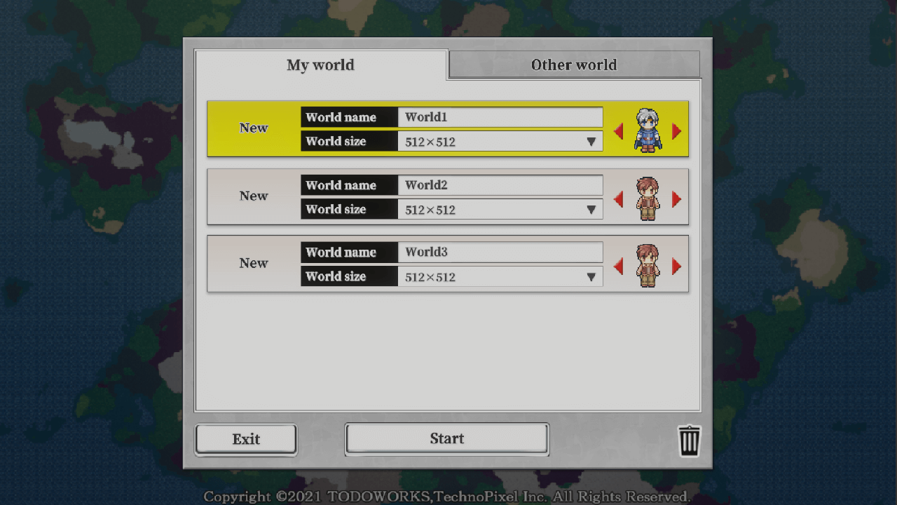Game start screen