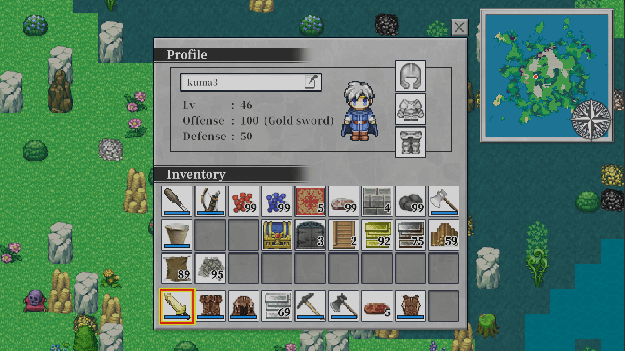 Profile and Inventory Screens